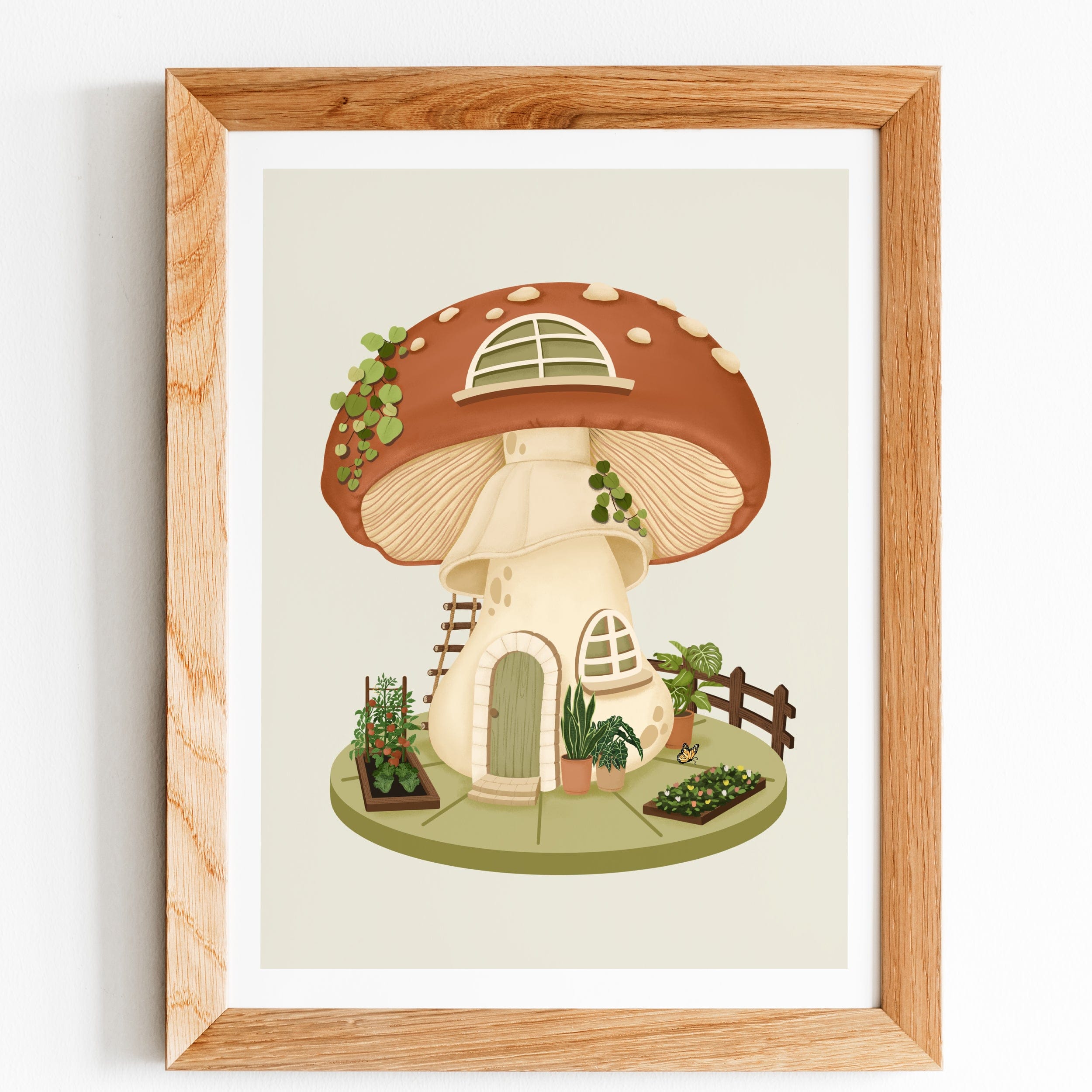mushroom house art print poster for gallery wall art