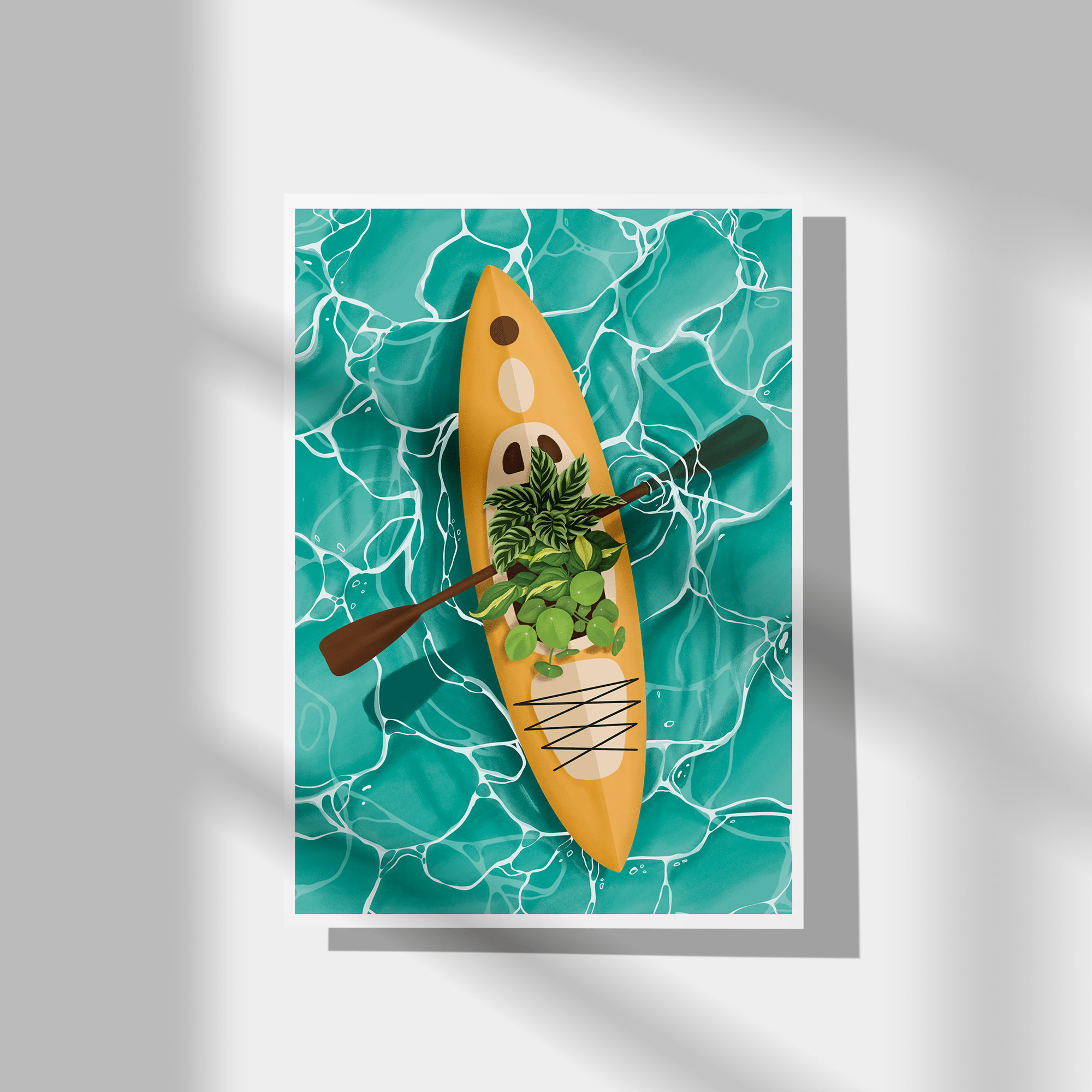 kayak and plant art print 
